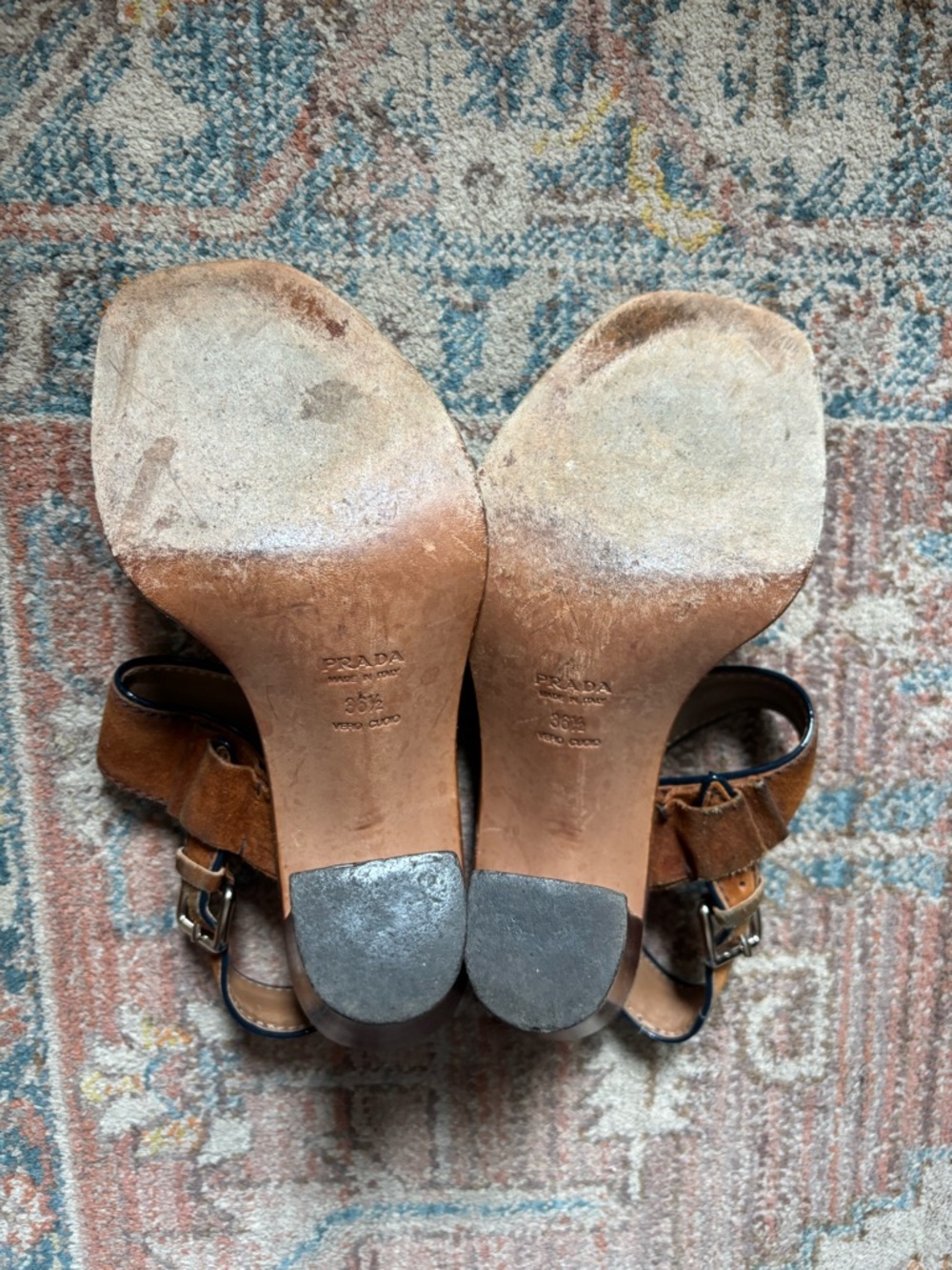 Prada suede sling back Block Heel Sandals size 6/6.5 - Picture 8 of 8